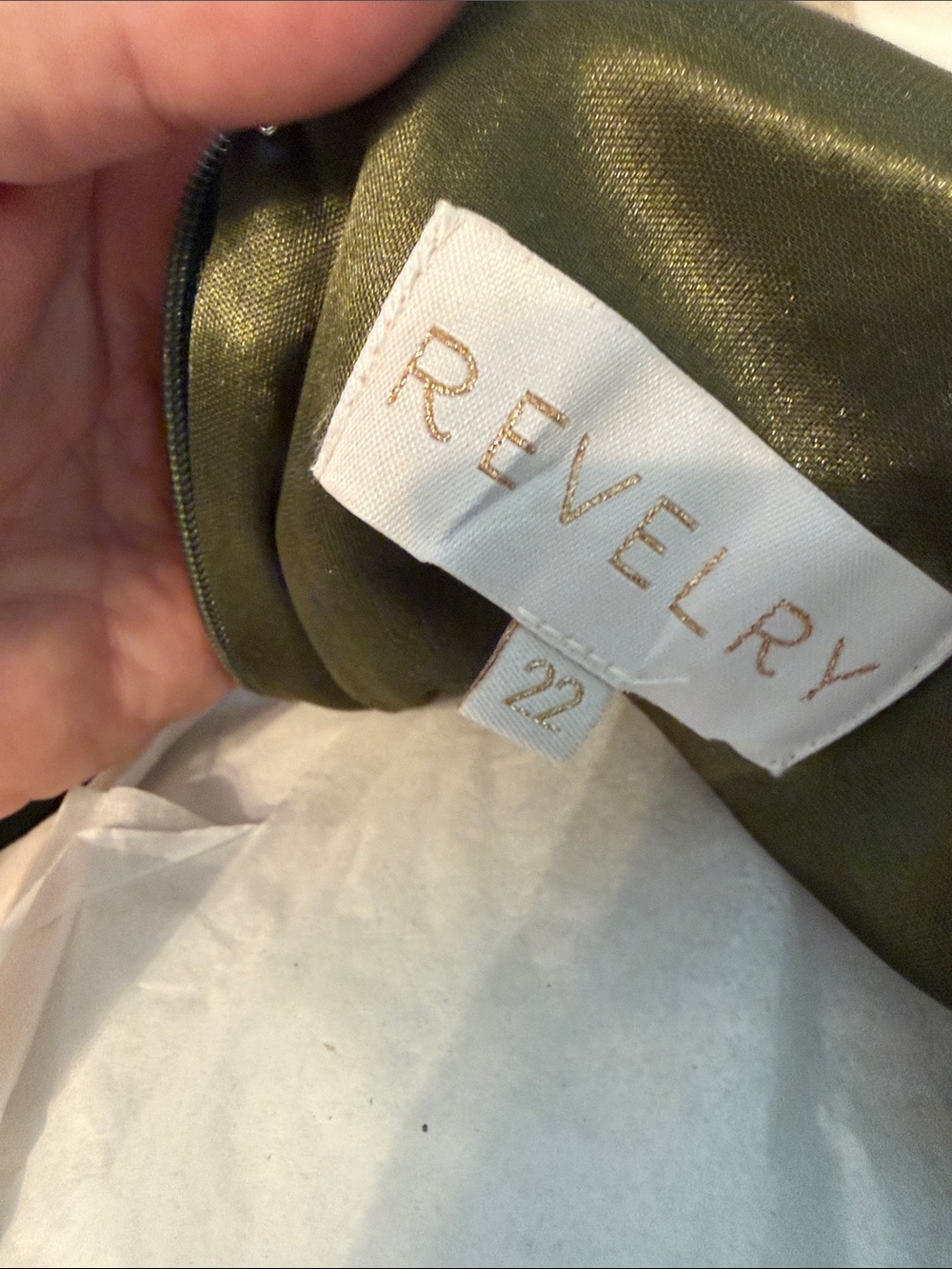 Revelry Olive Velvet Draped V-Neck Maxi Dress - Picture 3 of 5